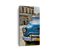 Moderne Impression sur Toile Voiture retro Cuba La Havane Image Tableau Decoration Murale 45x80cm Deco Cadre Salon Chambre Cuisine Vertical Petit Tableaux Decoratifs Muraux Art Wall Decor PA45x80-2461