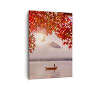 Moderne Impression sur Toile volcan lac Image Tableau Decoration Murale 50x70cm Deco Cadre Salon Chambre Cuisine Vertical Petit Tableaux Decoratifs Muraux Art Wall Decor Design PA50x70-4107