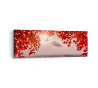 Moderne Impression sur Toile volcan lac Image Tableau Decoration Murale 90x30cm Deco Cadre Décoration Salon Chambre Cuisine Panoramique Petit Tableaux Decoratifs Muraux Art Wall Decor AB90x30-4107