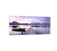 Moderne Impression sur Verre 100x40cm Image Tableau en Verre Decoration Murale lac montagnes eau Grand Tableaux Decoratifs Muraux Chambre Cuisine Panoramique Deco Cadre Salon Art Wall GAB100x40-3671