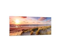 Moderne Impression sur Verre 100x40cm Image Tableau en Verre Decoration Murale mer plage dune Grand Tableaux Decoratifs Muraux Chambre Cuisine Panoramique Deco Cadre Salon Art Wall GAB100x40-3540