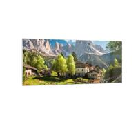 Moderne Impression sur Verre 100x40cm Image Tableau en Verre Decoration Murale Montagnes Paysage Alpes Grand Tableaux Decoratifs Muraux Chambre Cuisine Panoramique Deco Cadre Salon Art GAB100x40-5814