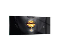 Moderne Impression sur Verre 100x40cm Image Tableau en Verre Decoration Murale Or Bouche Noir Grand Tableaux Decoratifs Muraux Chambre Cuisine Panoramique Deco Cadre Salon Art Wall GAB100x40-4460