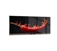 Moderne Impression sur Verre 100x40cm Image Tableau en Verre Decoration Murale Piment paprika organique agriculture Grand Tableaux Decoratifs Muraux Chambre Panoramique Deco Salon Art GAB100x40-3193