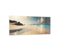 Moderne Impression sur Verre 100x40cm Image Tableau en Verre Decoration Murale Plage Sauvage Océan Bord Grand Tableaux Decoratifs Muraux Chambre Cuisine Panoramique Deco Cadre Salon Art GAB100x40-6016