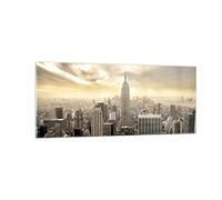 Moderne Impression sur Verre 100x40cm Image Tableau en Verre Decoration Murale Ville Gratte-ciel Manhattan New York Grand Tableaux Decoratifs Muraux Chambre Panoramique Deco Salon Art GAB100x40-2630