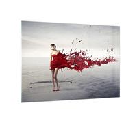 Moderne Impression sur Verre 100x70cm Image Tableau en Verre Decoration Murale Femme modèle posant nue Grand Tableaux Decoratifs Muraux Chambre Cuisine Horizontal Deco Cadre Salon Art GAA100x70-2633