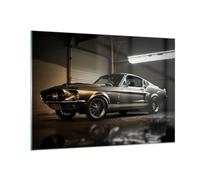 Moderne Impression sur Verre 100x70cm Image Tableau en Verre Decoration Murale Voiture De Sport Rétro Classique Grand Tableaux Decoratifs Muraux Chambre Horizontal Deco Cadre Salon Art GAA100x70-5779