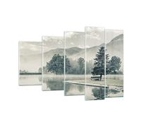 Moderne Impression sur Verre 150x100cm Image Tableau en Verre Decoration Murale Cool Paysage Montagnes Grand XXL Tableaux Decoratifs Muraux Chambre Triptyque 5 parties Deco Salon Art GEG150x100-4611