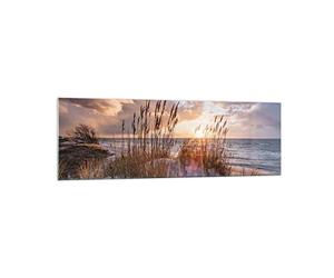 Moderne Impression sur Verre 160x50cm Image Tableau en Verre Decoration Murale Ouest sur la plage Grand XXL Tableaux Decoratifs Muraux Chambre Cuisine Panoramique Deco Cadre Salon Art GAB160x50-4710