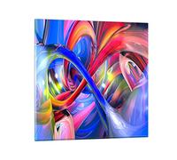 Moderne Impression sur Verre 40x40cm Image Tableau en Verre Decoration Murale Résumé illustrations graphiques couleurs Petit Tableaux Decoratifs Muraux Chambre Carré Deco Cadre Salon Art GAC40x40-2294