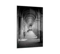 Moderne Impression sur Verre 70x100cm Image Tableau en Verre Decoration Murale Architettura Bianco E Nero Biciclette Grand Tableaux Decoratifs Muraux Chambre Vertical Deco Salon Art GPA70x100-6106