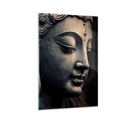 Moderne Impression sur Verre 70x100cm Image Tableau en Verre Decoration Murale Budda India Meditazione Grand Tableaux Decoratifs Muraux Chambre Cuisine Vertical Deco Salon Art Wall GPA70x100-5790