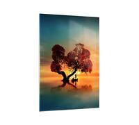 Moderne Impression sur Verre 70x100cm Image Tableau en Verre Decoration Murale lago natura notte Grand Tableaux Decoratifs Muraux Chambre Cuisine Vertical Deco Salon Art Wall Decor GPA70x100-3458