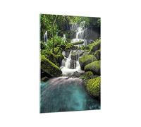 Moderne Impression sur Verre 70x100cm Image Tableau en Verre Decoration Murale parco cascata acqua Grand Tableaux Decoratifs Muraux Chambre Cuisine Vertical Deco Salon Art Wall Decor GPA70x100-3754