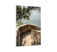 Moderne Impression sur Verre 70x100cm Image Tableau en Verre Decoration Murale Scale Discesa Mare Grand Tableaux Decoratifs Muraux Chambre Cuisine Vertical Deco Salon Art Wall Decor GPA70x100-6216