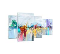 Moderne Impression sur Verre abstraction moderne Image Tableau en Verre Decoration Murale 120x70cm Deco Cadre Salon Chambre Triptyque 4 parties Grand Tableaux Decoratifs Muraux Art GDL120x70-4028