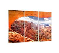 Moderne Impression sur Verre Amérique Arizona Canyon Géologie Image Tableau en Verre Decoration Murale 105x70cm Deco Salon Chambre Triptyque 3 parties Grand Tableaux Decoratifs Art GCE105x70-2645