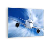 Moderne Impression sur Verre Aviation avion vol Image Tableau en Verre Decoration Murale 70x50cm Deco Cadre Salon Chambre Cuisine Horizontal Petit Tableaux Decoratifs Muraux Art Wall GAA70x50-2537
