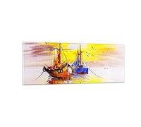 Moderne Impression sur Verre Bateaux soleil mer voyage Image Tableau en Verre Decoration Murale 140x50cm Deco Cadre Salon Chambre Panoramique Grand XXL Tableaux Decoratifs Muraux Art GAB140x50-2882