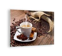 Moderne Impression sur Verre Café noir petit déjeuner chocolat Image Tableau en Verre Decoration Murale 70x50cm Deco Cadre Salon Chambre Horizontal Petit Tableaux Decoratifs Muraux Art GAA70x50-2152