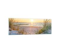 Moderne Impression sur Verre dune plage mer Image Tableau en Verre Decoration Murale 90x30cm Deco Cadre Salon Chambre Cuisine Panoramique Petit Tableaux Decoratifs Muraux Art Wall Decor GAB90x30-3989