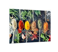 Moderne Impression sur Verre Épices Herbes Cuisine Image Tableau en Verre Decoration Murale 70x50cm Deco Cadre Salon Chambre Cuisine Horizontal Petit Tableaux Decoratifs Muraux Art Wall GAA70x50-5213