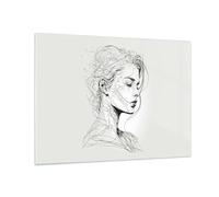 Moderne Impression sur Verre Femme Portrait Doubler Image Tableau en Verre Decoration Murale 70x50cm Deco Cadre Salon Chambre Cuisine Horizontal Petit Tableaux Decoratifs Muraux Art Wall GAA70x50-6015