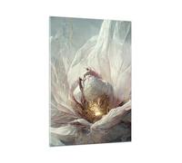 Moderne Impression sur Verre Fiore Art Deco Peonia Image Tableau en Verre Decoration Murale 50x70cm Deco Salon Chambre Cuisine Vertical Petit Tableaux Decoratifs Muraux Art Wall Decor GPA50x70-5616