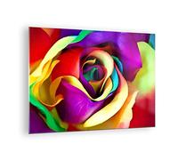 Moderne Impression sur Verre fleur couleur rose Image Tableau en Verre Decoration Murale 70x50cm Deco Cadre Salon Chambre Cuisine Horizontal Petit Tableaux Decoratifs Muraux Art Wall GAA70x50-3623