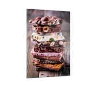 Moderne Impression sur Verre Gastronomia Cioccolato Dolce Image Tableau en Verre Decoration Murale 50x70cm Deco Salon Chambre Cuisine Vertical Petit Tableaux Decoratifs Muraux Art Wall GPA50x70-6054