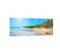 Moderne Impression sur Verre Île paysage maledivy liberté Image Tableau en Verre Decoration Murale 140x50cm Deco Cadre Salon Chambre Panoramique Grand XXL Tableaux Decoratifs Muraux Art GAB140x50-2391