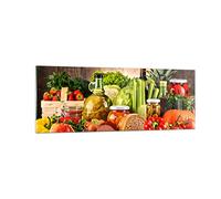 Moderne Impression sur Verre La nourriture les légumes le brocoli la viande Image Tableau en Verre Decoration Murale 140x50cm Deco Salon Panoramique Grand XXL Tableaux Decoratifs Art GAB140x50-3182