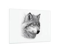 Moderne Impression sur Verre Loup Animal Scandinave Image Tableau en Verre Decoration Murale 70x50cm Deco Cadre Salon Chambre Cuisine Horizontal Petit Tableaux Decoratifs Muraux Art Wall GAA70x50-5661
