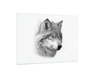 Moderne Impression sur Verre Loup Animal Scandinave Image Tableau en Verre Decoration Murale 70x50cm Deco Cadre Salon Chambre Cuisine Horizontal Petit Tableaux Decoratifs Muraux Art Wall GAA70x50-5661