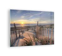 Moderne Impression sur Verre Ouest Le Soleil Dune Image Tableau en Verre Decoration Murale 70x50cm Deco Cadre Salon Chambre Cuisine Horizontal Petit Tableaux Decoratifs Muraux Art Wall GAA70x50-4219