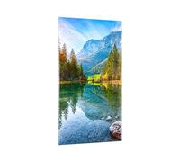 Moderne Impression sur Verre Paesaggio montagne alba Image Tableau en Verre Decoration Murale 45x80cm Deco Salon Chambre Cuisine Vertical Petit Tableaux Decoratifs Muraux Art Wall Decor GPA45x80-4456