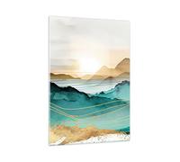 Moderne Impression sur Verre Paesaggio Montagne Moderno Image Tableau en Verre Decoration Murale 50x70cm Deco Salon Chambre Cuisine Vertical Petit Tableaux Decoratifs Muraux Art Wall GPA50x70-5706