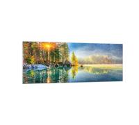 Moderne Impression sur Verre Paysage Alpes Montagnes Image Tableau en Verre Decoration Murale 140x50cm Deco Cadre Salon Chambre Panoramique Grand XXL Tableaux Decoratifs Muraux Art GAB140x50-5307