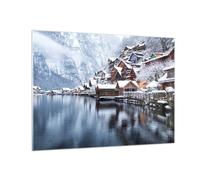Moderne Impression sur Verre Paysage Règlement De Montagne Hiver Image Tableau en Verre Decoration Murale 70x50cm Deco Cadre Salon Chambre Horizontal Petit Tableaux Decoratifs Muraux Art GAA70x50-5363