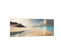 Moderne Impression sur Verre Plage Sauvage Océan Bord Image Tableau en Verre Decoration Murale 140x50cm Deco Cadre Salon Chambre Panoramique Grand XXL Tableaux Decoratifs Muraux Art GAB140x50-6016