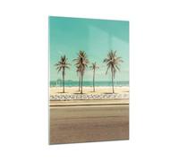 Moderne Impression sur Verre Spiaggia Palme Rio De Janeiro Image Tableau en Verre Decoration Murale 50x70cm Deco Salon Chambre Cuisine Vertical Petit Tableaux Decoratifs Muraux Art Wall GPA50x70-5375