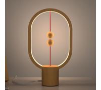 Moderne Lampe de Table LED avec interrupteur magnétique Mid-Air, Lampe de chevet de table Lampe d'équilibre magnétique flottante Veilleuse à LED Lampe de Bureau Décorative en Bois