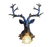 Moderne Lampes murales Applique Rétro Tête de Cerf Applique murale rustique en résine d'élan CreativeVintage Wall Mount Decor Lamp for Hallway Bathroom Farmhouse Aisle Bar Living Room(Color:Blue)