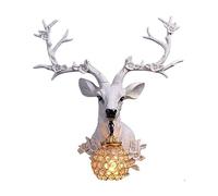 Moderne Lampes murales Applique Rétro Tête de Cerf Applique murale rustique en résine d'élan CreativeVintage Wall Mount Decor Lamp for Hallway Bathroom Farmhouse Aisle Bar Living Room(Color:White)