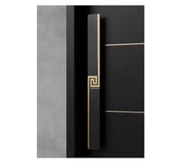 Moderne Lange Türgriffe, Robuste Zug- und Druckstangen aus Aluminium für Die Vordertür, Flache Form, komplette Sets in Schwarz + Gold, 120 cm (47,2 Zoll) - Ideal für Die Aufwertung des Hause