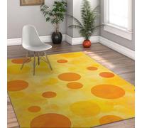 moderne lavable 60x120cm tapis retro Large Soft carpette for salon Pop Art descente de lit Yellow and Orange Circles motif chambre salle a manger antiderapant resistant aux taches Under Table