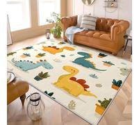 Moderne Lavable en Machine Tapis Salon 80x150 cm Dinosaures De Dessins AniméS/Animes Antidérapant Tapis Intérieur en Flanelle Jaune Clair Poils Ras Paillasso de Jeu Confortable Facile D’entretien