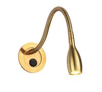 Moderne LED Applique Laiton Lampe Murale Liseuse au Bras Flexible Interrupteur Chambre Lampe Chevet Chambre Étude Salon Couloirs Salle à Manger Boutique Décoration Luminaire Intérieur,d'or