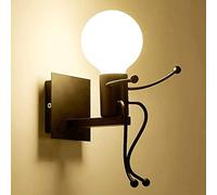 Moderne Led Applique Murale Industrielle Rétro Appliques Chambre Creative Petit Peu Applique Murale Éclairage Intérieur En Métal Led Lampe De Chevet Pour Chambre D'Enfants-Noir Tête Unique